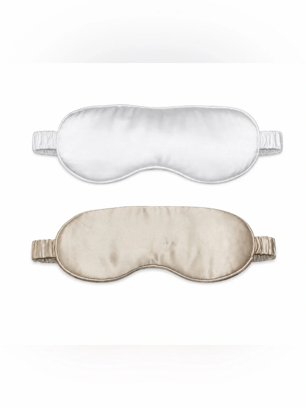 The Silk Dream White & Champagne Silk Sleep Mask Set 22 Momme Mulberry Silk Eye